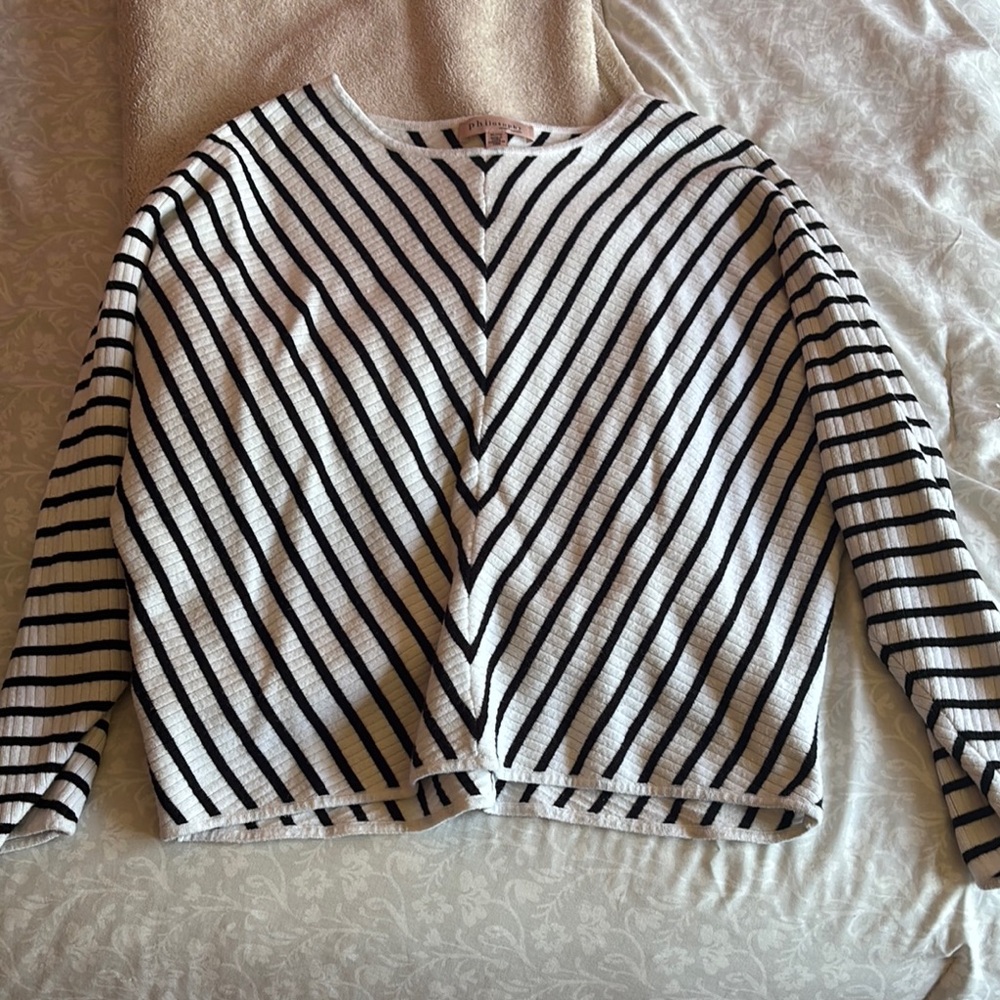Philosophy Black and White Striped Sweater